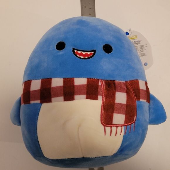Squishmallow Rey Blue Shark w/ Check Scarf 8" Soft Plush Toy. NEW w/ Tags - Picture 11 of 12